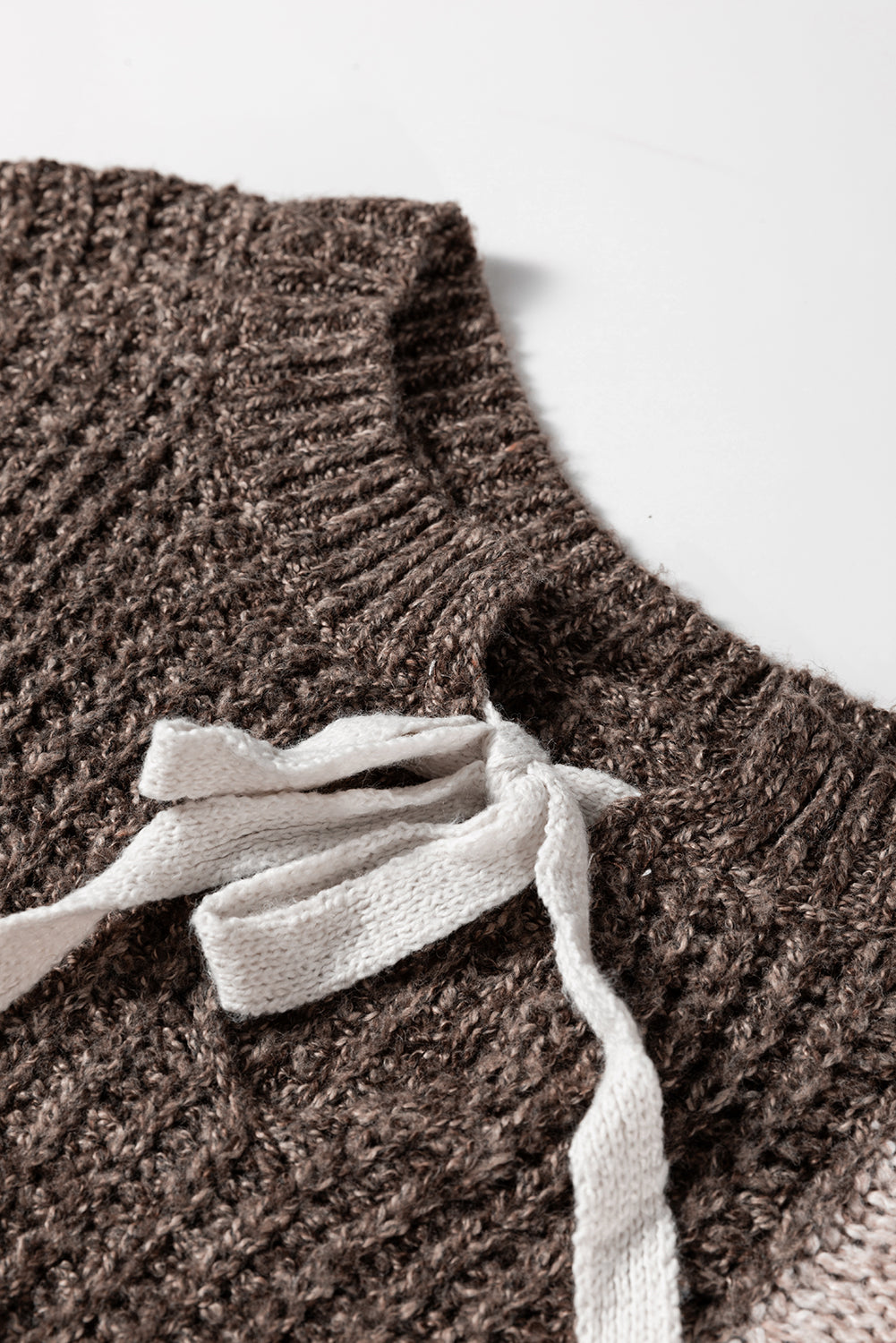 Brown Colorblock Patchwork Knotted Back Loose Fit Sweater Sweaters 4d0d0b4eae842c58