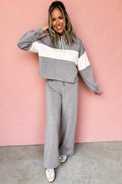 High Rise Colorblock Hoodie Drawstring High Waist Pants Set Two Piece Pants Sets 4d1dd5f76410013f