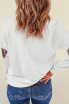 White Thanksgiving Turkey Sequins Patch Pullover Sweatshirt Graphic Sweatshirts 4d642dbd941c63c0