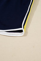 Bluing Colorful Striped Accent Varsity Long Sleeve Pullover and Shorts Matching Set Two Piece Sets 4d6dbd82bfb0ab49