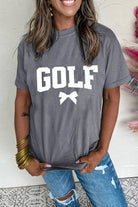 Gray GOLF Bow Heat Transfer Printing Casual T Shirt Graphic Tees 4d8ca60c996b676e