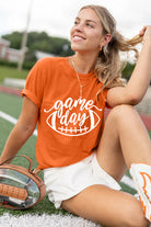 Orange game day Football Heat Transfer Printing Womens T Shirt Graphic Tees 4db6dde54e01d076