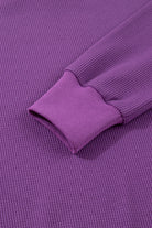 Orchid Mist Solid Color Raw Seam Patchwork Ribbed Drop Shoulder Sweatshirt Sweatshirts & Hoodies 4dc64000cc5f27ef