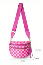 Pink Checkered Print Wide Strap Large Crossbody Bag Crossbody Bags 4dfdfe059c13a837
