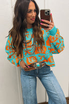 Brown Colorblock Bow Pattern Drop Sleeve Sweater Sweaters 4e1df2326e828938