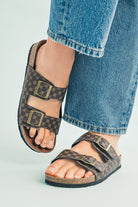 Coffee Vintage Double Buckle Comfortable Slippers Slides Shoes + Flip Flops 4e47cf0e4ae85d44