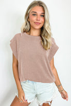 Carbon Grey Twisted Ribbed Textured Plain T Shirt T Shirts 4e651d44d09f1a0a