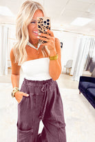 Medium Grey Mineral Wash Knot High Waist Raw Hem Pants Pants 4ee6fec18b18df57