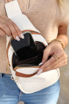 White Casual PU Multi Zipped Street Sling Bag Crossbody Bags 4eea794f0abc1561