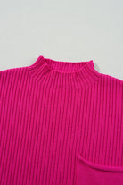 Oatmeal Patch Pocket Ribbed Knit Short Sleeve Sweater Knit Tops 4eff5cd6d9adc16f