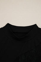 Black Plus Size Lace Patchwork Asymmetric Long Sleeve Top Plus Size Tops 4f0eb2e93d11529d