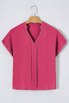 Black Notched Neck Batwing Sleeve Blouse Blouses 4f32e91bd9d79fae