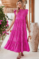 Rose Red Leopard Print Ruffle Sleeveless Maxi Dress Maxi Dresses 4f3a695ef5a9d59c