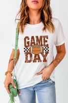 White GAME DAY Checkered Football Heat Transfer Printing Vintage Graphic Tee Graphic Tees 4fc0f8f993e288be