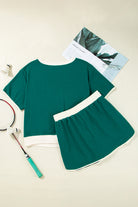 Bonbon Plus Size Contrast Trim T Shirt and Skort Two Piece Set Plus Size Matching Sets 4fd8e50e18d1295e