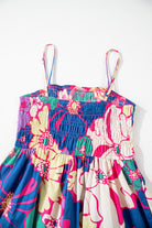 Purple Floral Print Shirred Spaghetti Strap Loose Maxi Dress Maxi Dresses 4ffb448166d06b7b