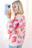 Sachet Pink Cheetah Colorblock Sweater Sweaters 5021c0e85e96ce27