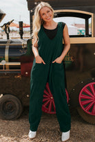 Evergreen Corduroy V Neck Patched Pocket Sleeveless Jumpsuit Jumpsuits 50858409df263b58