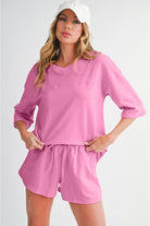 Bonbon Loose V Neck Tee and Drawstring Shorts Set Two Piece Shorts Sets 50abb06df45431d9