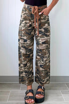 Green Camouflage Print Splashed Distressed Loose Denim Pants Jeans 51574135896178e7