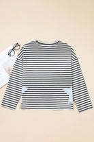 Gray Stripe Contrast Star Stitched Plus Size Long Sleeve Top Plus Size Tops 516c53cbc147b8cc