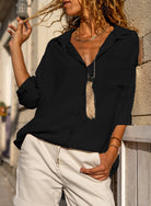 Beige Crinkle Pocket Half Sleeve Shirt Blouses 516f2eeff590435c