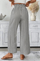 Black Striped Frill Knot Waist Decor Pants Pants 517a1d1f32e69a6c