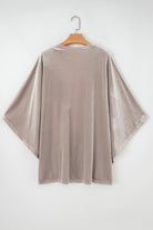 Smoke Gray 3/4 Sleeve Open Front Velvet Kimono Coats 539523d2dc78758b