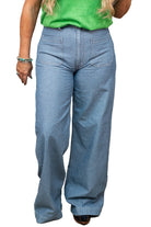 Dusk Blue Patched Pocket Textured Wide Leg Plus Size Jeans Plus Size Bottoms 53af7bc2132e7bf4