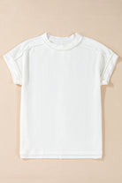 Medium Grey Crinkle Rib Knit Exposed Seam Round Neck T-shirt T Shirts 5410945c447b56a2