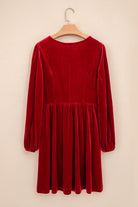 Fiery Red Bowknot Decor High Waist Velvet Mini Dress Short Dresses 547f5a7eb35261a6