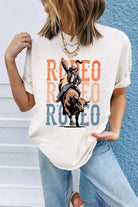 White RODEO Heat Transfer Printing Graphic T Shirt Graphic Tees 54be47a8f5896f37