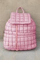Pink Solid Flapped Quilted Puffer Backpack Backpacks 54cbb75d0bade2b2