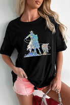 Black Western Cowboy Transfer Vinyl Process Graphic Crewneck Tee Graphic Tees 54e44370f074eb10