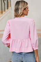 Pink Striped Print Sweet Bow Tie Blouse Blouses 5514cdf44a3dd09c