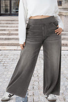 Medium Grey High-rise Wide Leg Jeans Plus Size Bottoms 5550f05afb01835a