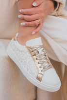 White Leopard Print Lace Up Sneaker Sneakers 55730d8cedabda84