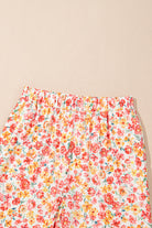 Pink Boho Floral Bandeau Top and High Waist Wide Leg Pants Set Two Piece Pants Sets 55c1b0f89fd59805