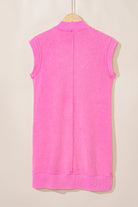 Bonbon Zipped Collar Cap Sleeve Pocketed Sweatshirt Dress Short Dresses 5642c9620ea69bba