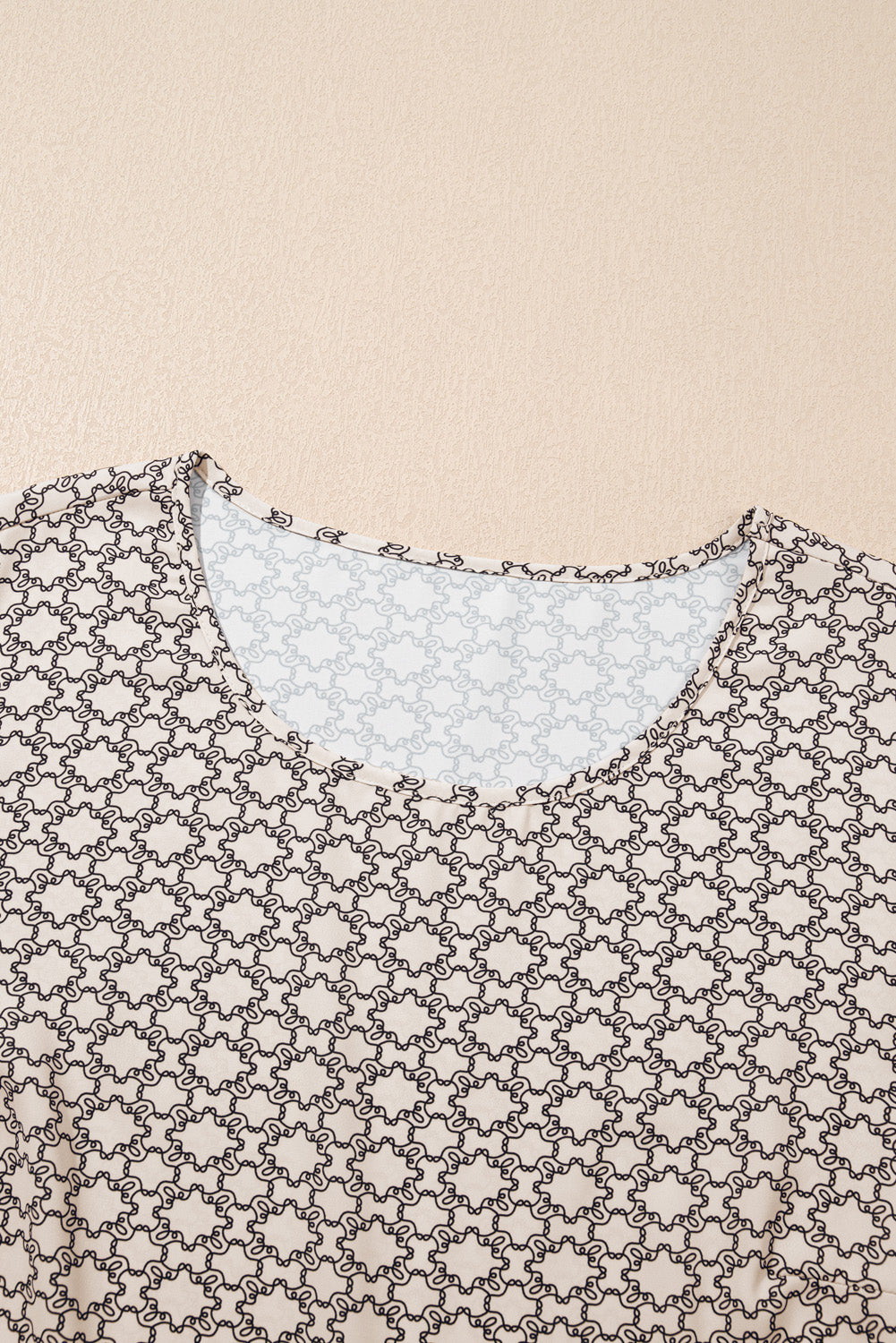 Khaki Geometric Print Frill Tulip Sleeve Plus Size Blouse Plus Size Tops 5682054a69a28294