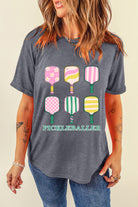 Gray PICKLEBALLER Heat Transfer Printing Printed Casual T Shirt Graphic Tees 5691b5cb0b056127
