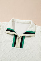 White Pop of Color Neckline Plaid Textured Puff Sleeve Mini Dress Short Dresses 56ebeaff375b88f2