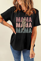 Black Leopard Lightning MAMA Letter Print Graphic Tee Graphic Tees 576c2ad1f09e8673