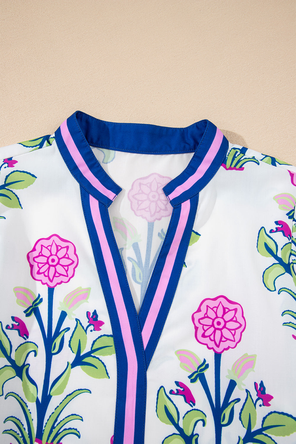 Sky Blue Floral Print Pop of Color V Neck Mini Dress Short Dresses 57922898b1f36218