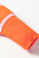 Orange Stripe Ribbed High Neck Drop Shoulder Boxy Fit Sweater Sweaters 57b8fa87af11ba4f