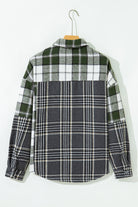 Black Plaid Print Textured Knit Buttoned Shacket Jackets 57daec8d148e81e7