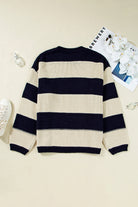 Blue Striped Plus Size Drop Shoulder Sweater Plus Size Sweaters&Cardigans 57e0a771a1642065