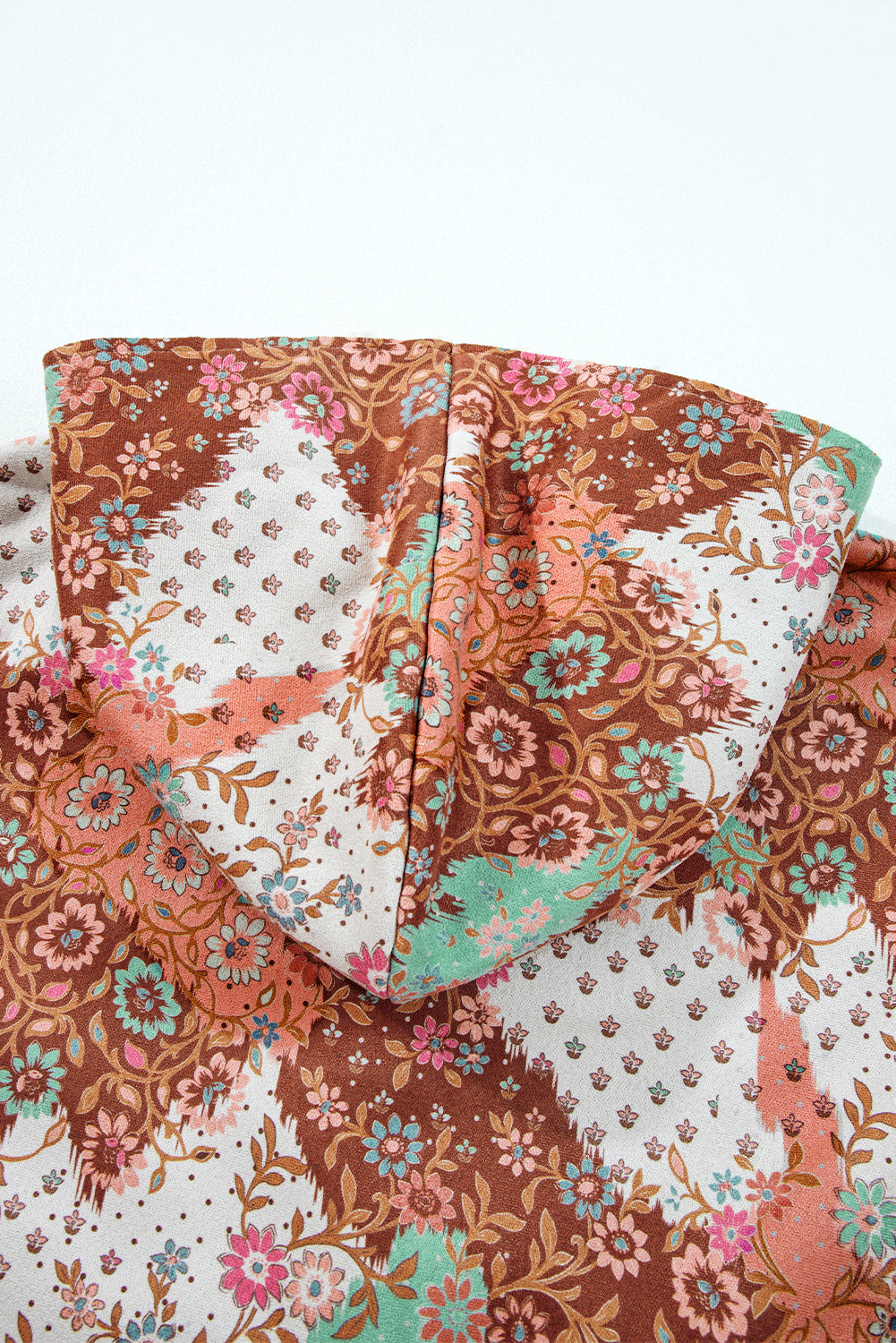 Khaki Vintage Paisley Floral Printed Sherpa Lined Hooded Jacket Jackets 5804a4c412473c21