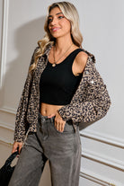 Dark Khaki Leopard Print Raw Hem Cropped Jacket Jackets 5843ebe59df1e172