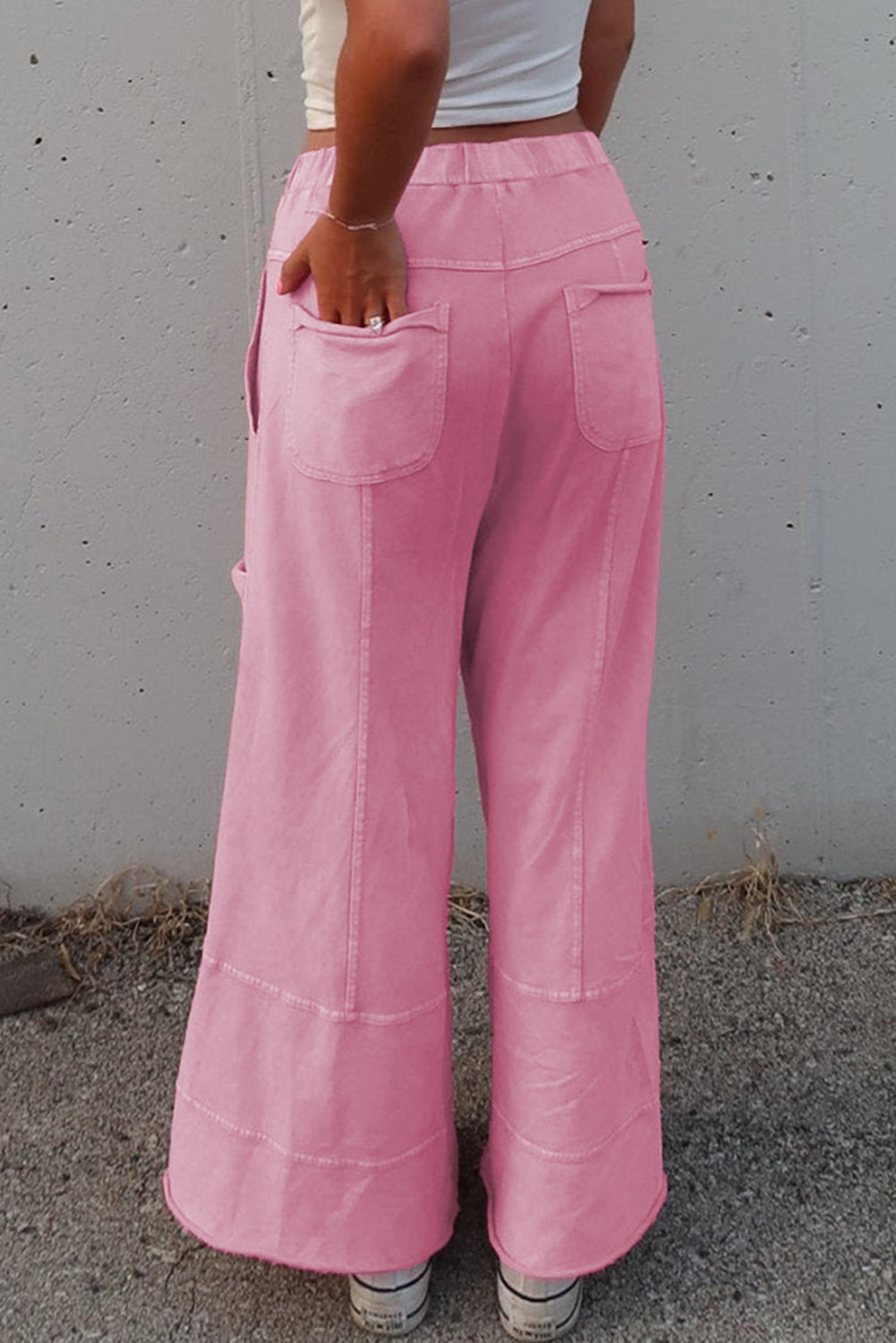 Bonbon Mineral Wash Exposed Seam Wide Leg Cargo Pants Pants 5876ef9f86935602